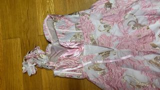 Vestido de fiesta rosa y dorado