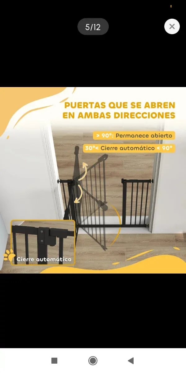 Barrera de seguridad reja perros 74-94cm extensión