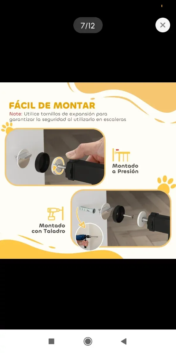 Barrera de seguridad reja perros 74-94cm extensión