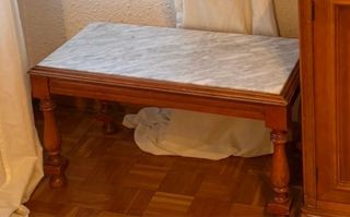 Mesa baja madera y mármol 1970 Marmol partido