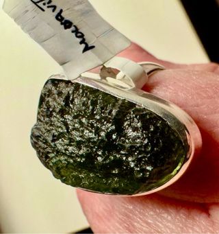 MOLDAVITA anillo muy grande plata 925 (NEGOCIABLE)