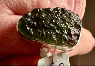 MOLDAVITA anillo muy grande plata 925 (NEGOCIABLE)