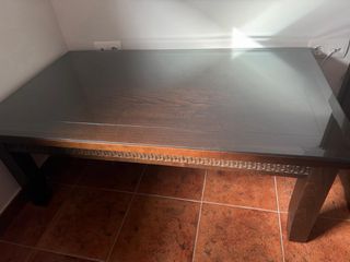 Mesa baja madera y cristal biselado