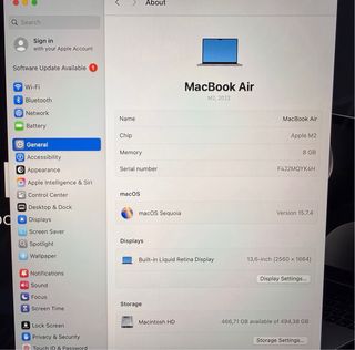 Macbook Air M2 Gris Espacial