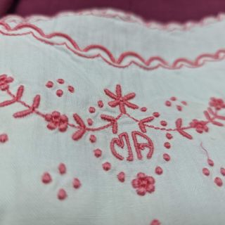 Camisón Vintage Algodón Blanco Bordado Rosa