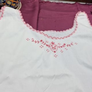 Camisón Vintage Algodón Blanco Bordado Rosa