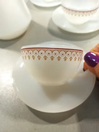 Juego de café vintage blanco marrón