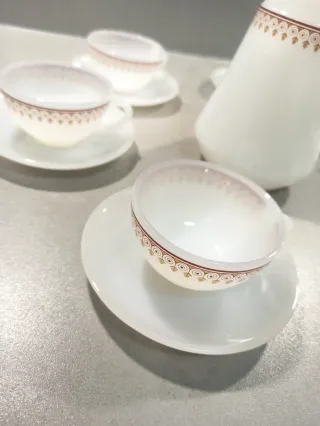 Juego de café vintage blanco marrón