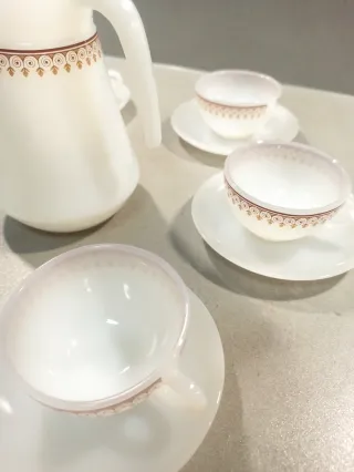 Juego de café vintage blanco marrón