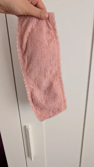 Conjunto de lencería rosa y blanco M mujer