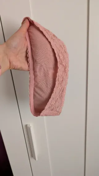 Conjunto de lencería rosa y blanco M mujer