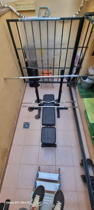 Banco de pesas y barra hasta 160 k