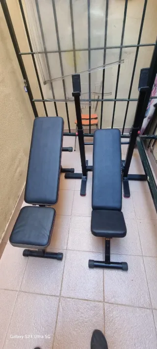 Banco de pesas y barra hasta 160 k