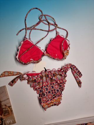 Bikini Vicolo fantasia arancio e rosa