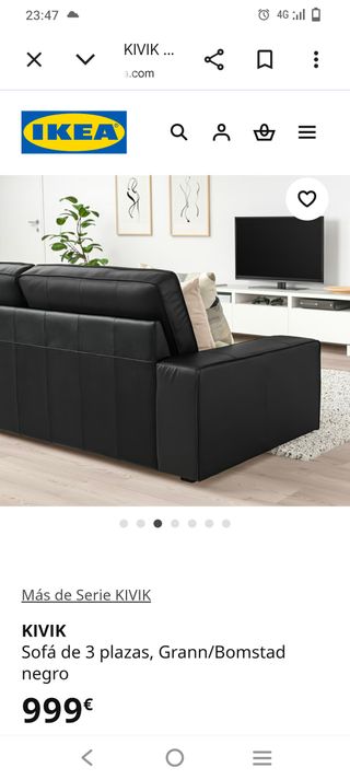Sofá KIVIK 3 plazas piel negro