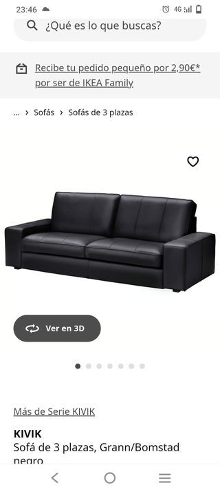 Sofá KIVIK 3 plazas piel negro