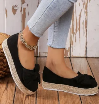 Alpargatas negras lazo plataforma T36