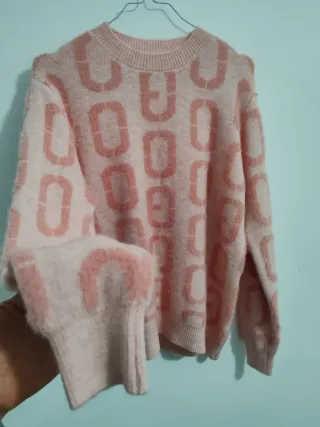 Maglione donna rosa con fantasia