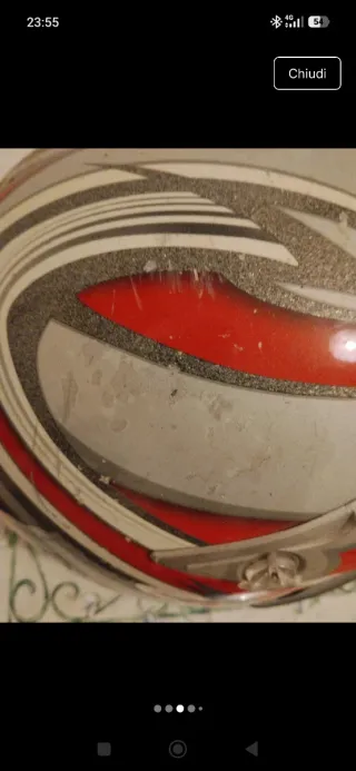 Casco Vintage Motocross Shark Argento Rosso