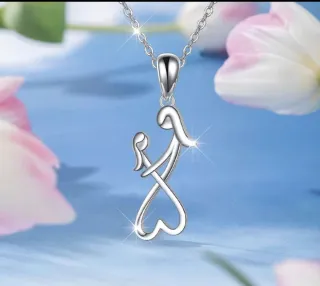 Colgante plateado madre e hijo