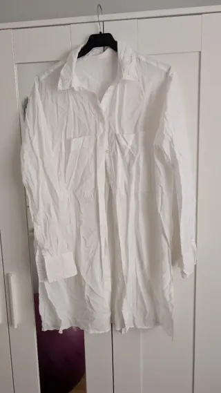 Camisa blanca larga M mujer