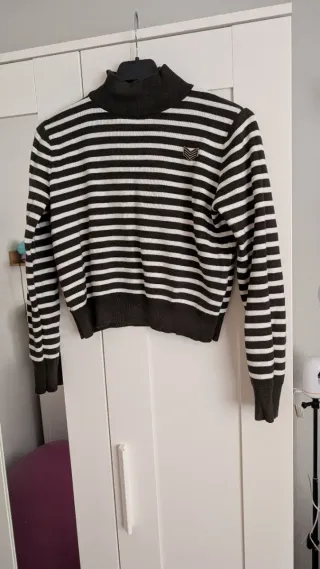 Jersey cuello alto rayas M mujer casual