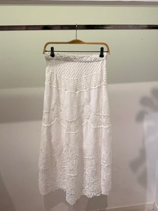 Falda larga crochet blanca