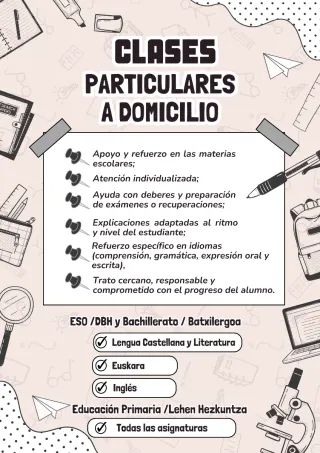 Clases particulares Primaria, ESO y Bachillerato.