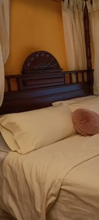 Cama con dosel de madera maciza