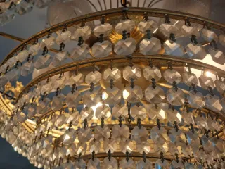 3 Lámparas de techo dorada y cristal