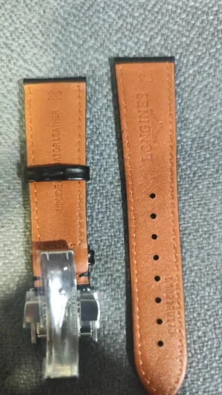 Correa piel Longines 22mm negra con cierre