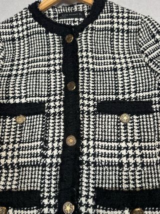 Chaqueta Tweed Zara Estilo Chanel Talla L