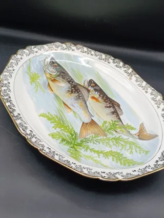 Bandeja ovalada porcelana francesa peces