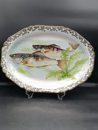 Bandeja ovalada porcelana francesa peces