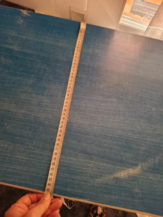 Mesa de cocina extensible azul y blanco