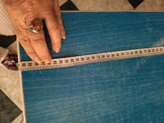 Mesa de cocina extensible azul y blanco