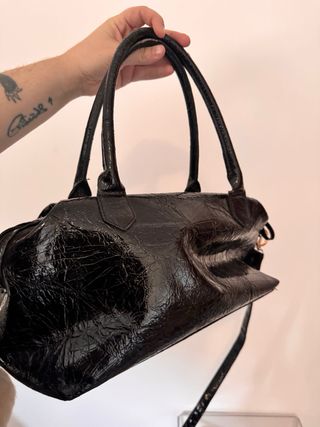 Bolso Naf Naf Negro Vintage Charol