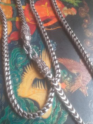 Cadena Plata Dragones Estilo Vikingo