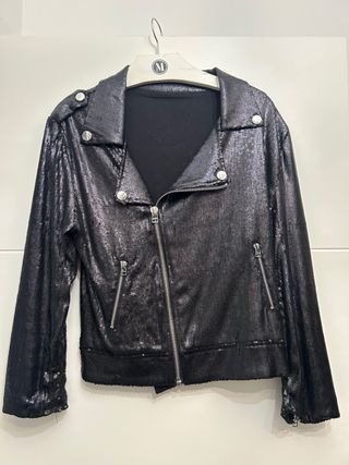 Chaqueta Biker Lentejuelas Negra