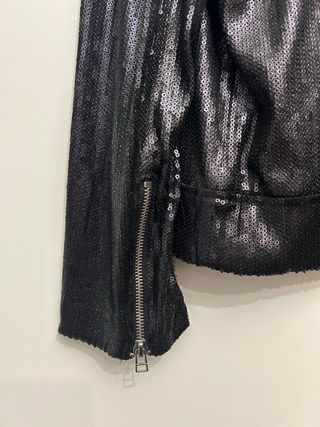 Chaqueta Biker Lentejuelas Negra