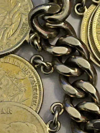 Esclava Plata Baño Oro 15 Monedas Bolivia