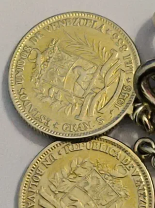 Esclava Plata Baño Oro 15 Monedas Bolivia