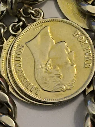 Esclava Plata Baño Oro 15 Monedas Bolivia