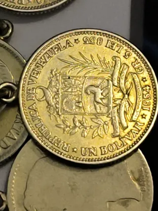Esclava Plata Baño Oro 15 Monedas Bolivia