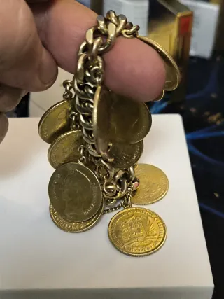 Esclava Plata Baño Oro 15 Monedas Bolivia