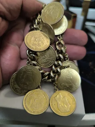 Esclava Plata Baño Oro 15 Monedas Bolivia