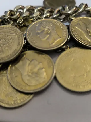 Esclava Plata Baño Oro 15 Monedas Bolivia