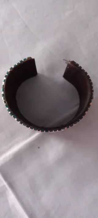Pulsera de pedrería ancha rosa y azul con flores