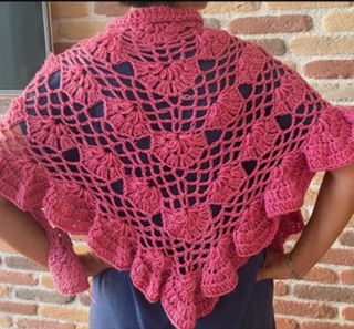 Scialle donna uncinetto rosa