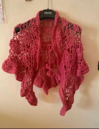 Scialle donna uncinetto rosa